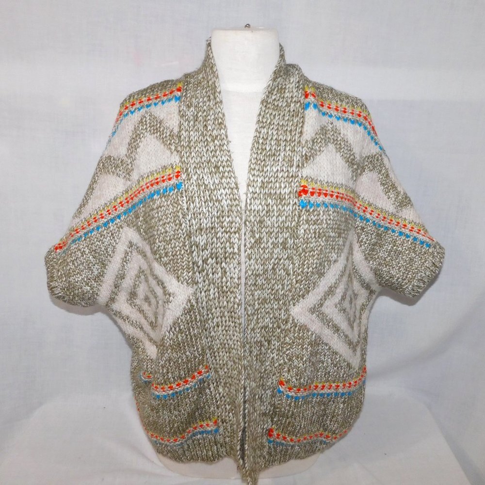 American Eagle Aztec Southwestern Chunky Knit Open Cardigan Sweater Women xs / s